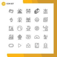 Modern Set of 25 Lines and symbols such as copying file bed share home decorate Editable Vector Design Elements