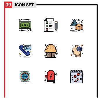 Modern Set of 9 Filledline Flat Colors and symbols such as cookie telephone flip send message Editable Vector Design Elements