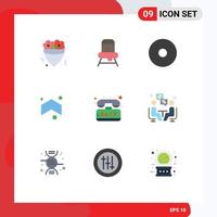 Modern Set of 9 Flat Colors and symbols such as meeting telephone record support direction Editable Vector Design Elements