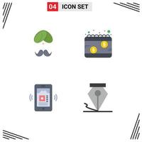 Group of 4 Modern Flat Icons Set for hindu payday man turba tax Editable Vector Design Elements