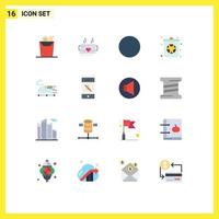 Flat Color Pack of 16 Universal Symbols of audio bullet circle train pollution Editable Pack of Creative Vector Design Elements