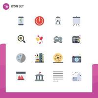 Set of 16 Modern UI Icons Symbols Signs for find content connect presentation board Editable Pack of Creative Vector Design Elements