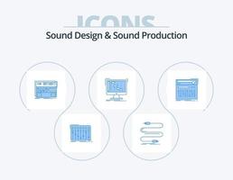 diseño de sonido y producción de sonido paquete de iconos azules 5 diseño de iconos. grajilla. capazton sonido. sonido. módulo vector