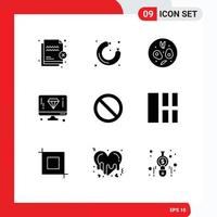 Pictogram Set of 9 Simple Solid Glyphs of media page supermarket computer design Editable Vector Design Elements