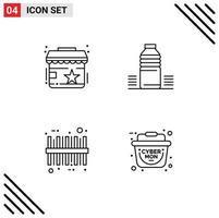 Pack of 4 Modern Filledline Flat Colors Signs and Symbols for Web Print Media such as rating barcode store drink sku Editable Vector Design Elements