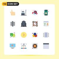 Set of 16 Modern UI Icons Symbols Signs for chest smartphone candy mobile app Editable Pack of Creative Vector Design Elements