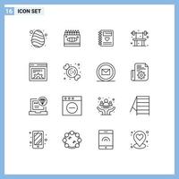 Set of 16 Vector Outlines on Grid for setting gym notebook fitness bench Editable Vector Design Elements