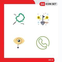 4 Thematic Vector Flat Icons and Editable Symbols of bead eye key success mark Editable Vector Design Elements