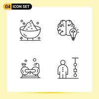 Pictogram Set of 4 Simple Filledline Flat Colors of dinner bulb mashed business exercise Editable Vector Design Elements