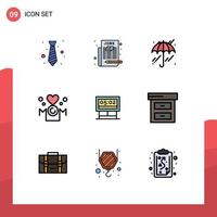 Universal Icon Symbols Group of 9 Modern Filledline Flat Colors of board love select job inscription mom Editable Vector Design Elements