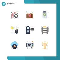 9 Flat Color concept for Websites Mobile and Apps camcorder per suitcase pay test Editable Vector Design Elements