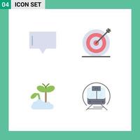 Set of 4 Vector Flat Icons on Grid for bubble maturity creative target speed train Editable Vector Design Elements