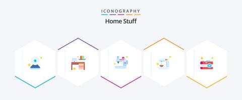 Paquete de 25 íconos planos de artículos para el hogar que incluye una foto. aparato. pararse. cocina vector
