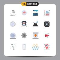 16 Universal Flat Color Signs Symbols of location sheet connection report balance Editable Pack of Creative Vector Design Elements