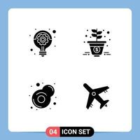 Pack of 4 Modern Solid Glyphs Signs and Symbols for Web Print Media such as business egg idea marketing airport Editable Vector Design Elements