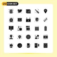 User Interface Pack of 25 Basic Solid Glyphs of pointer location frame screw fixer repair Editable Vector Design Elements