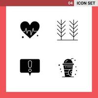 Universal Icon Symbols Group of 4 Modern Solid Glyphs of medical cold cereal alert summer Editable Vector Design Elements