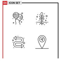 Line Pack of 4 Universal Symbols of bloon watch kit american roots map Editable Vector Design Elements