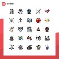 Mobile Interface Filled line Flat Color Set of 25 Pictograms of candy tool customer retention graphic crop Editable Vector Design Elements