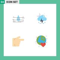 Set of 4 Commercial Flat Icons pack for water finger safety weather right Editable Vector Design Elements
