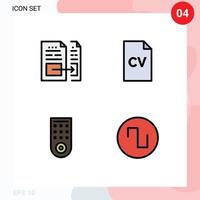 Set of 4 Modern UI Icons Symbols Signs for account control file education tv Editable Vector Design Elements