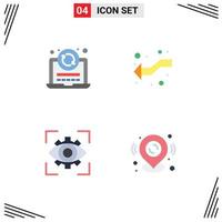 4 Universal Flat Icons Set for Web and Mobile Applications laptop focus coding intersection view Editable Vector Design Elements