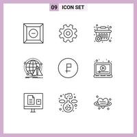 Set of 9 Modern UI Icons Symbols Signs for coin virus plus computer antivirus Editable Vector Design Elements