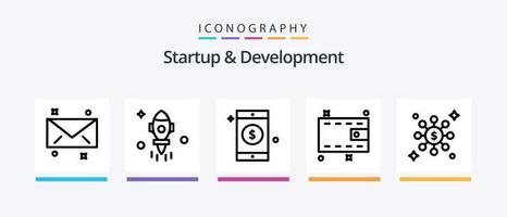 Startup And Develepment Line 5 Icon Pack Including . cash. image. money. video. Creative Icons Design vector