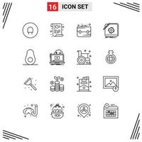 Modern Set of 16 Outlines and symbols such as food design bag application app Editable Vector Design Elements