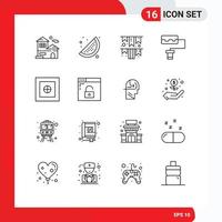 Modern Set of 16 Outlines and symbols such as internet safe garland money roller Editable Vector Design Elements