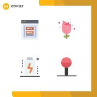 User Interface Pack of 4 Basic Flat Icons of fraudulent battery password easter devices Editable Vector Design Elements