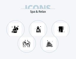 spa y relax glyph icon pack 5 diseño de iconos. belleza . spa. masaje jarra vector