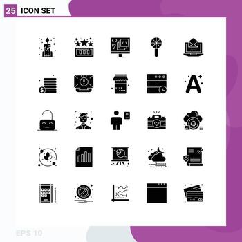 paquete de glifos sólidos de 25 símbolos universales de la codificación del sonajero del servidor elementos de diseño vectorial editables del sonajero del bebé de la infancia vector