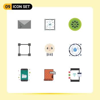 Flat Color Pack of 9 Universal Symbols of easter points view path lemon Editable Vector Design Elements