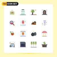 Modern Set of 16 Flat Colors Pictograph of growth window food panel summer Editable Pack of Creative Vector Design Elements