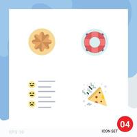 conjunto moderno de 4 iconos y símbolos planos, como conservantes de frutas, verduras, lista de vida, elementos de diseño vectorial editables vector