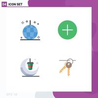 4 Flat Icon concept for Websites Mobile and Apps celebration lantern ornaments media lamp Editable Vector Design Elements