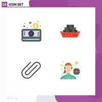 4 Creative Icons Modern Signs and Symbols of money binder player ship paper Editable Vector Design Elements