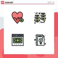 4 Thematic Vector Filledline Flat Colors and Editable Symbols of medical ecommerce plus thanksgiving money Editable Vector Design Elements