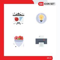 Group of 4 Flat Icons Signs and Symbols for business presentation food bulb creative crepe Editable Vector Design Elements