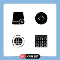 4 Universal Solid Glyph Signs Symbols of computers globe gadget circle travel Editable Vector Design Elements