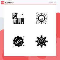 4 Creative Icons Modern Signs and Symbols of accordion label chart target shopping Editable Vector Design Elements