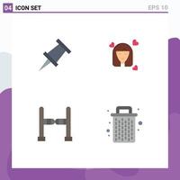Pack of 4 creative Flat Icons of marker swing person women been Editable Vector Design Elements
