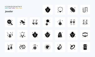 25 Jewellery Solid Glyph icon pack vector