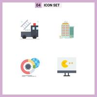 4 Universal Flat Icon Signs Symbols of car big data transparent office globe Editable Vector Design Elements