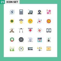 Group of 25 Flat Colors Signs and Symbols for flower webcam math web vehicle Editable Vector Design Elements