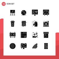 User Interface Pack of 16 Basic Solid Glyphs of lorry programming sports programmer develop Editable Vector Design Elements