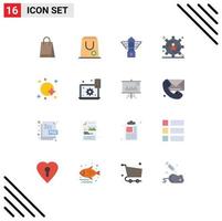 Set of 16 Modern UI Icons Symbols Signs for satellite astronomy street data management big data development Editable Pack of Creative Vector Design Elements