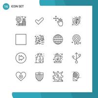 Modern Set of 16 Outlines and symbols such as full screen shield three idea creative Editable Vector Design Elements