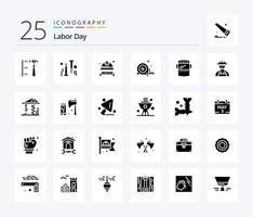 Labor Day 25 Solid Glyph icon pack including angle . hardware. industrial helmet. hard hat vector